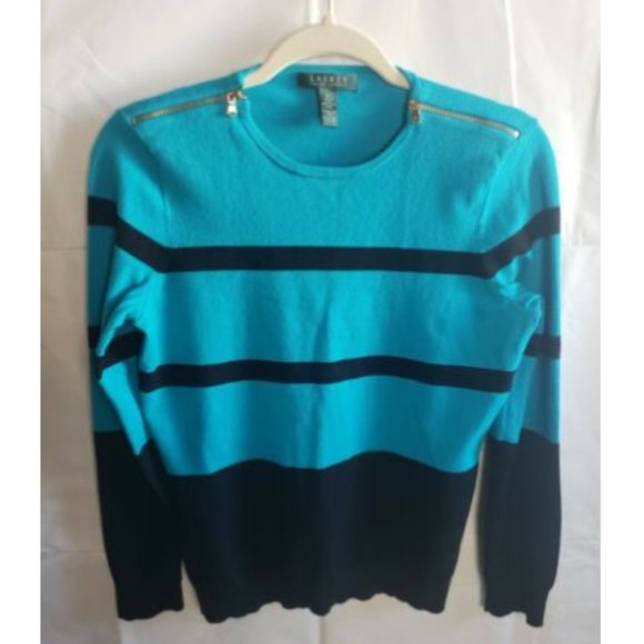 Lauren Ralph Lauren Zipper Shoulder Sweater Top - Picture 1 of 5